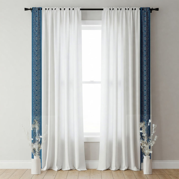 Ornate Scroll Cotton Canvas Trim | 4 Inch (10.16cm) | Wide Embroidered Border | 7 Colours | By The Metre