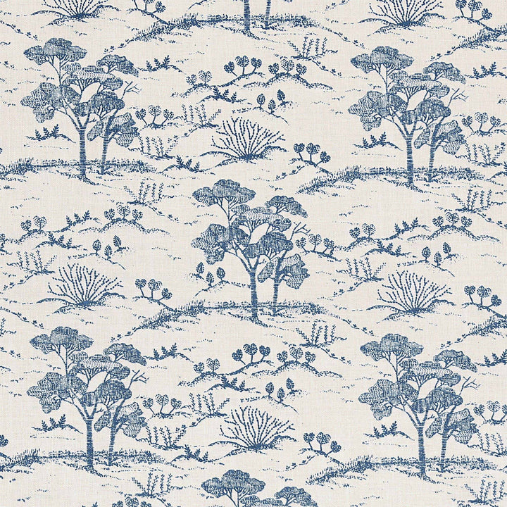 French Country Toile Linen Fabric | 6 Colours | Medium Weight | Curtains, Blinds & Crafts | By the Metre Beige - Navy