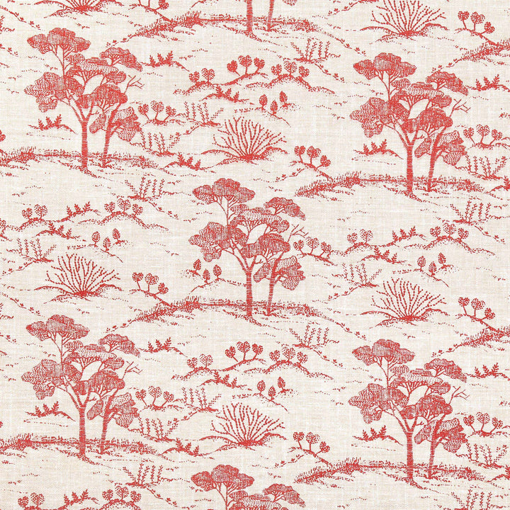 French Country Toile Linen Fabric | 6 Colours | Medium Weight | Curtains, Blinds & Crafts | By the Metre Beige - Red