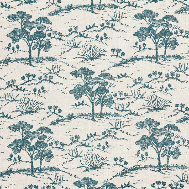 French Country Toile Linen Fabric | 6 Colours | Medium Weight | Curtains, Blinds & Crafts | By the Metre Beige - Teal