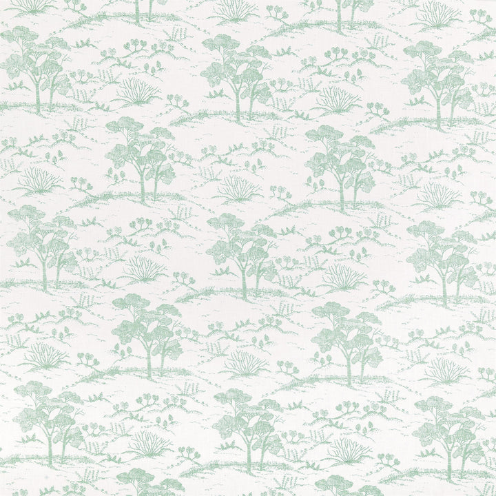 French Country Toile Linen Fabric | 6 Colours | Medium Weight | Curtains, Blinds & Crafts | By the Metre White - Mint Green