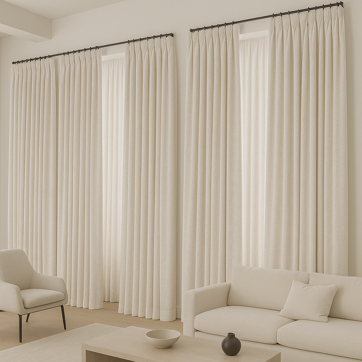 Made-to-Measure Pure Linen Jacquard Curtains – Blackout & Light-Filtering | Abstract Textured Pattern