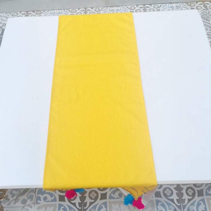 Mustard Yellow Velvet Table Runner | Gold Trim | Tassels | 92-305cm