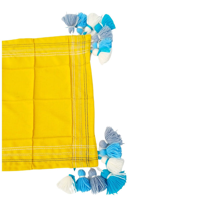 Mustard Yellow Pintuck Table Runner | Organic Linen | Tassel Trim | 92-305cm