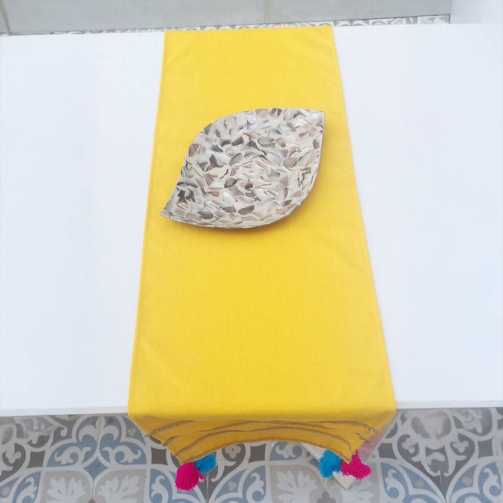 Mustard Yellow Velvet Table Runner | Gold Trim | Tassels | 92-305cm