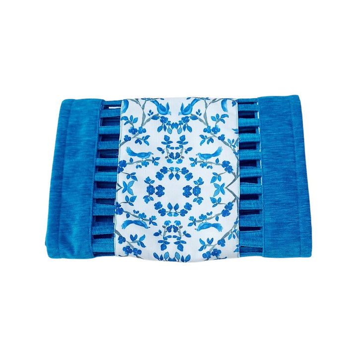Blue & White Chinoiserie Table Runner | Organic Linen | Cutwork Design | 92-305cm