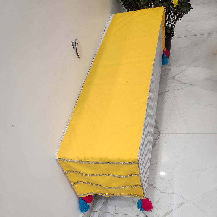 Mustard Yellow Velvet Table Runner | Gold Trim | Tassels | 92-305cm