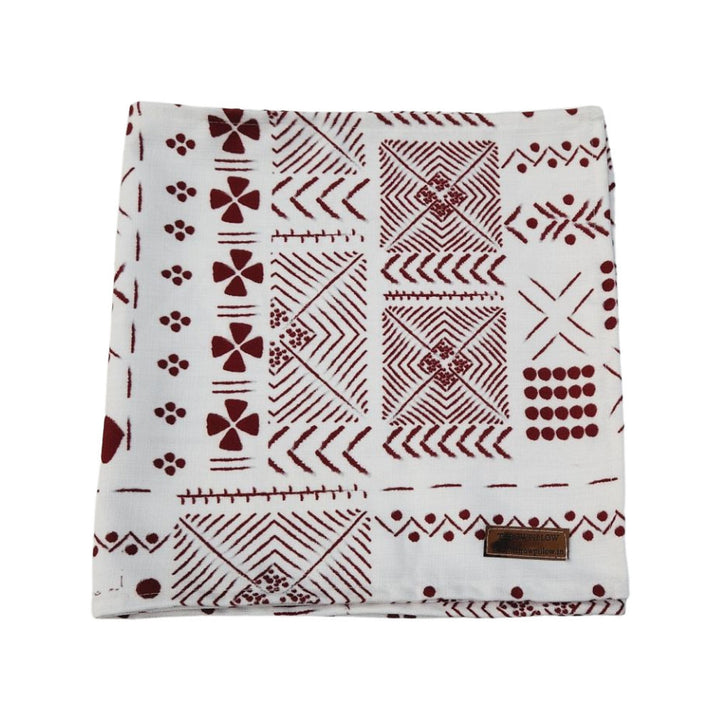 White & Maroon Tribal Table Runner | Organic Linen | Bohemian Style | 92-305cm