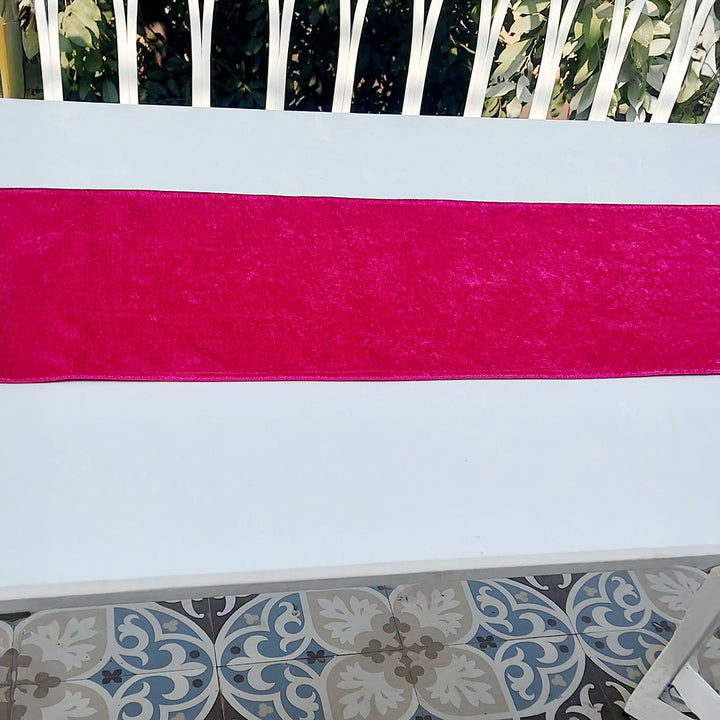 Magenta Velvet Table Runner | Gold Sequin Trim | Tassels | 92-305cm