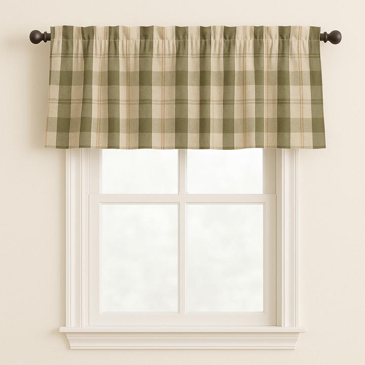 Pure Linen Check Valance Curtain – Farmhouse Window Topper – 7 Gingham Colours – Light Filtering Cotton Lined – Custom Sizes