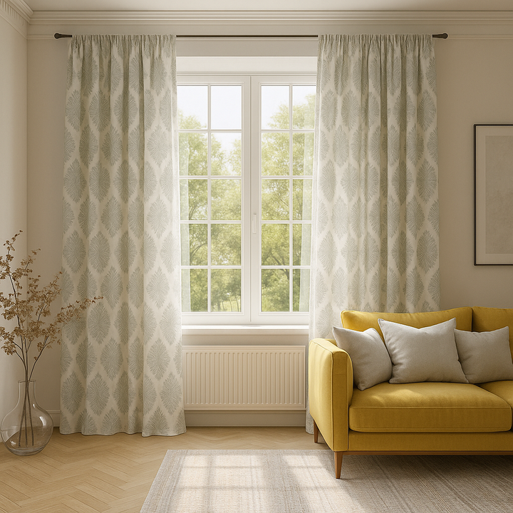 Luxury GOTS Linen Damask Curtains – Made-to-Measure, Blackout or Light-Filtering Liners