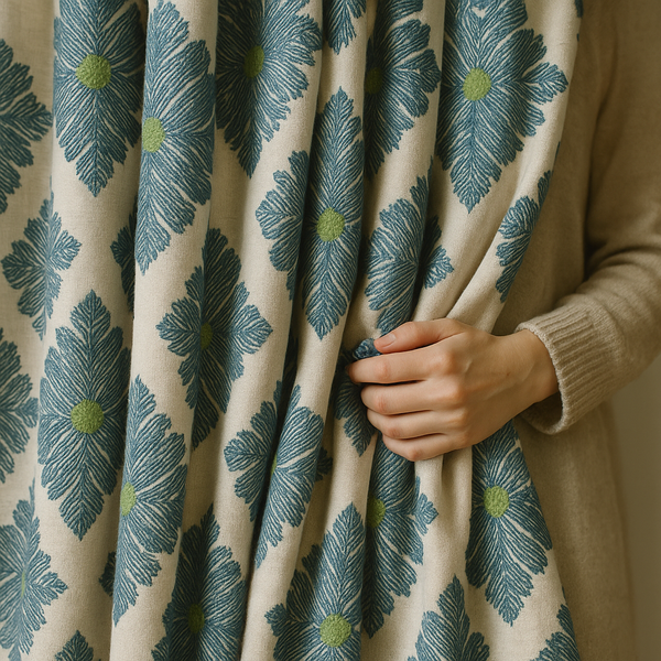 Luxury GOTS Linen Damask Curtains – Made-to-Measure, Blackout or Light-Filtering Liners