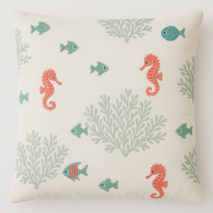 Embroidered Under-the-Sea Cotton-Linen Fabric 54" (137 cm) Wide – Buy by the Metre