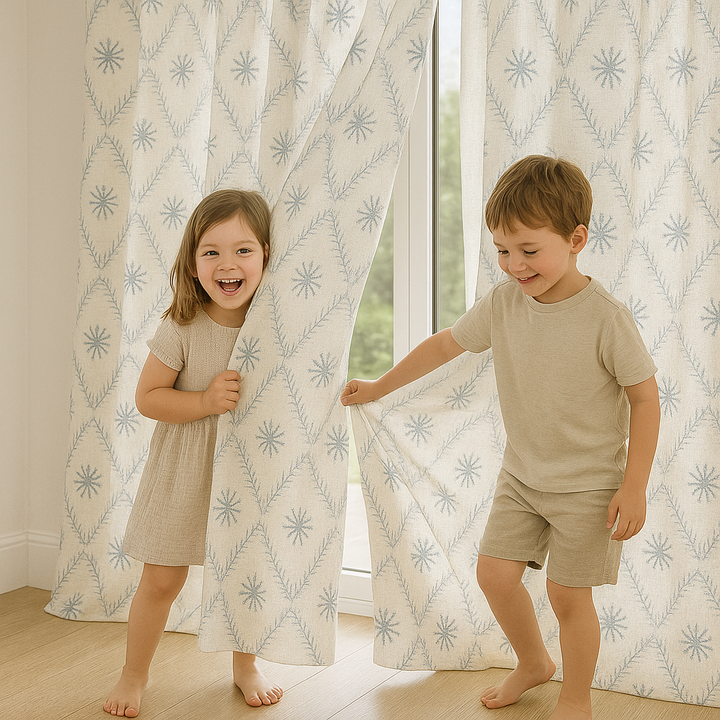 Pure Linen Sheer Embroidered Curtain – Custom Size Privacy Panel – OEKO-TEX Certified – 5 Colours – Rod & Track Compatible