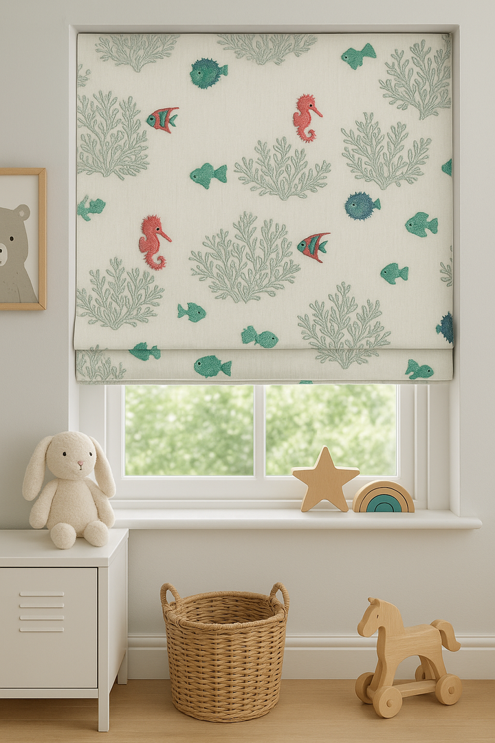 Embroidered Under-the-Sea Cotton-Linen Fabric 54" (137 cm) Wide – Buy by the Metre