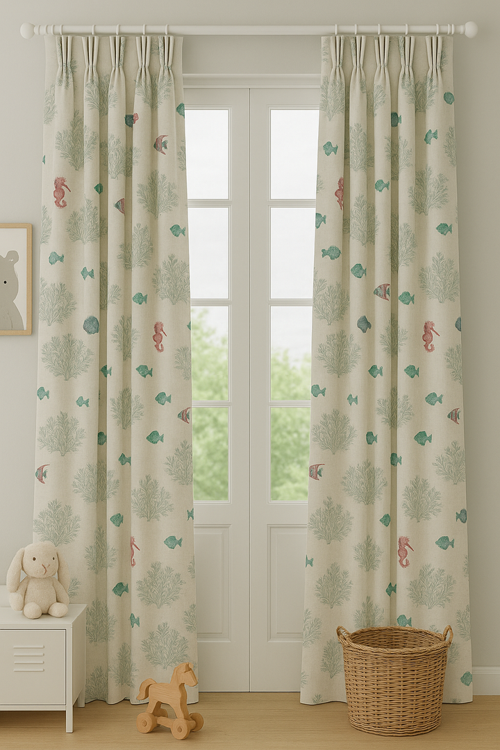 Embroidered Under-the-Sea Cotton-Linen Fabric 54" (137 cm) Wide – Buy by the Metre