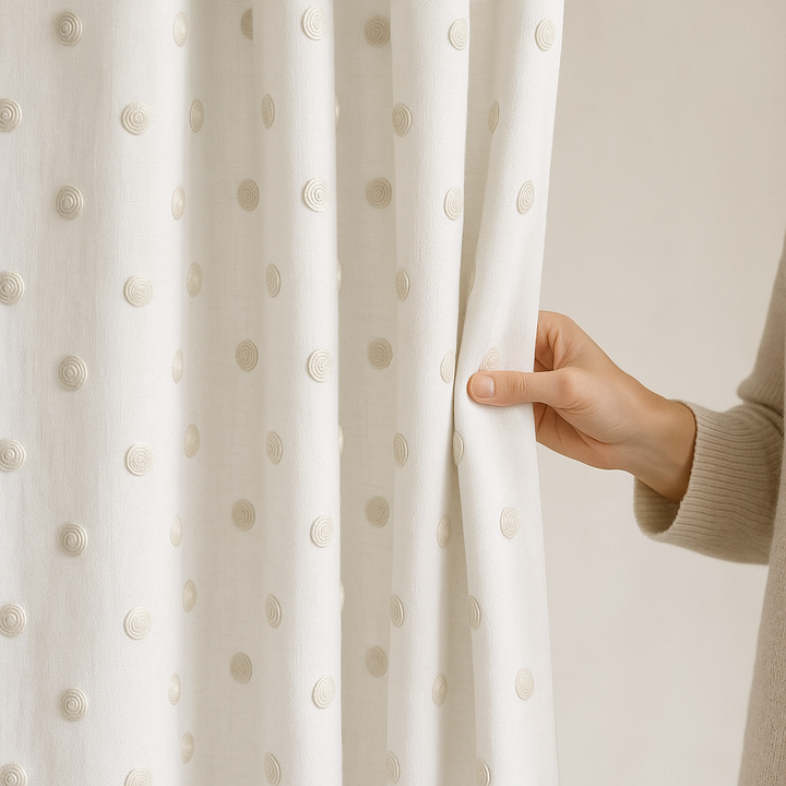 Pure Linen Spiral Polka Dot Curtains – Made to Measure, Blackout or Cotton Lined