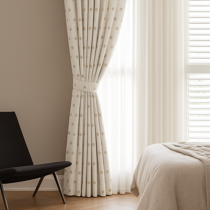Pure Linen Spiral Polka Dot Curtains – Made to Measure, Blackout or Cotton Lined