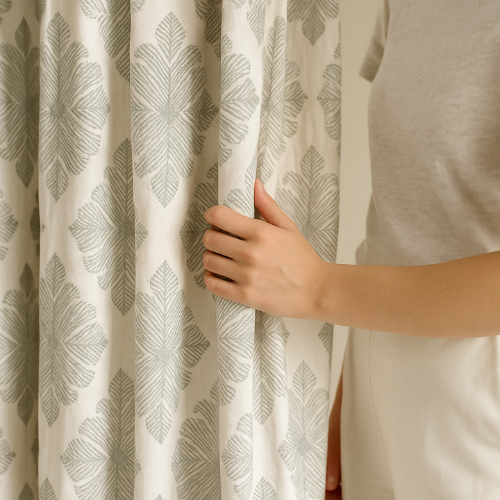 Luxury GOTS Linen Damask Curtains – Made-to-Measure, Blackout or Light-Filtering Liners