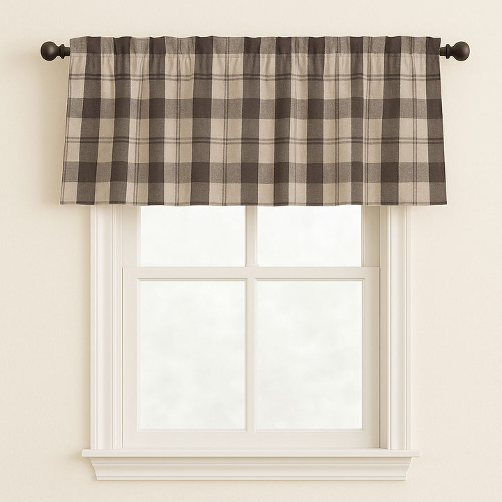 Pure Linen Check Valance Curtain – Farmhouse Window Topper – 7 Gingham Colours – Light Filtering Cotton Lined – Custom Sizes