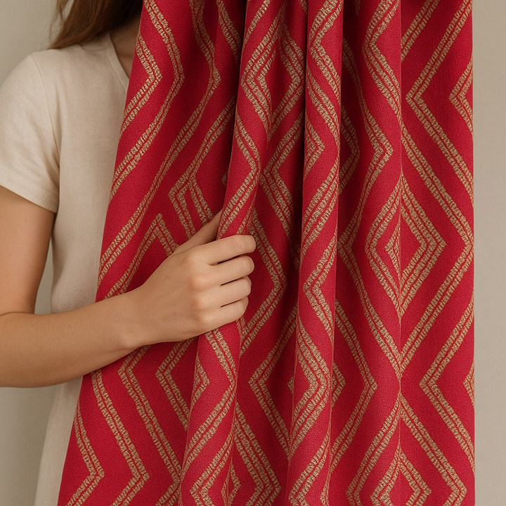 Luxury Linen Jacquard Geometric Curtains – 7 Colours, Made-to-Measure Blackout or Cotton Lined