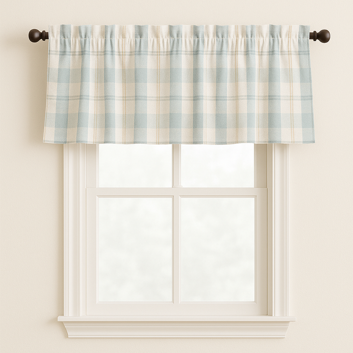 Pure Linen Check Valance Curtain – Farmhouse Window Topper – 7 Gingham Colours – Light Filtering Cotton Lined – Custom Sizes