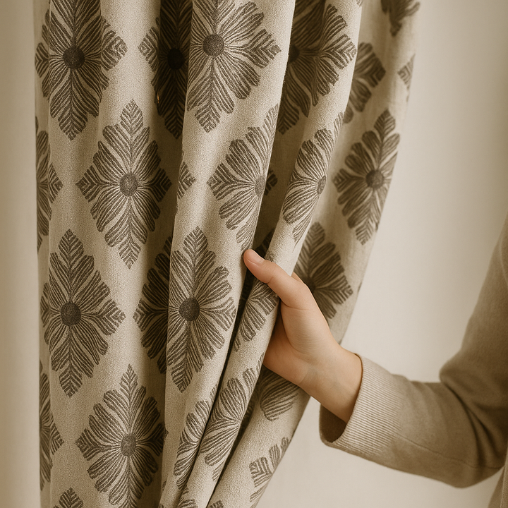 Luxury GOTS Linen Damask Curtains – Made-to-Measure, Blackout or Light-Filtering Liners