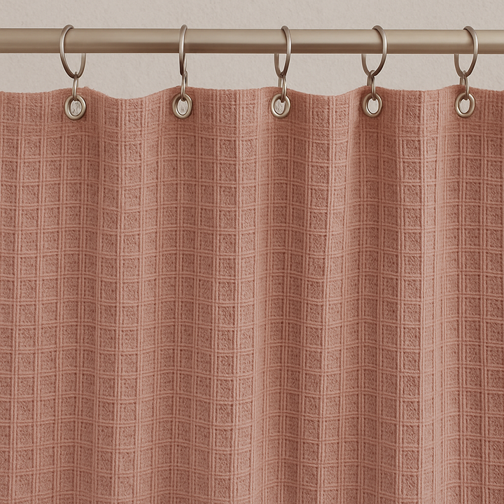 Blush Pink Cotton Waffle-Weave Shower Curtain – Extra-Wide, Extra-Long & Custom Sizes