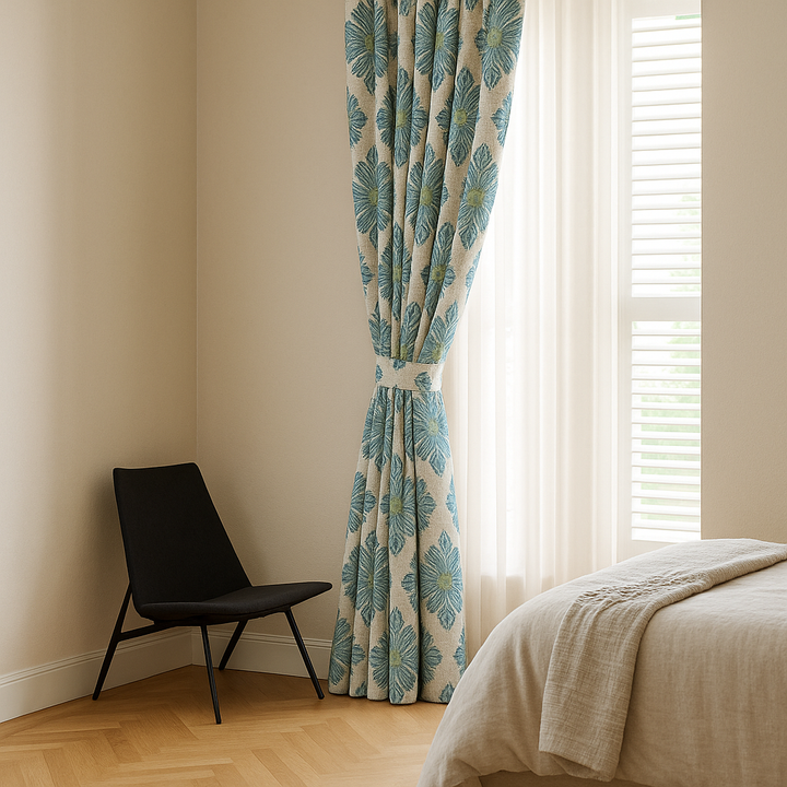 Luxury GOTS Linen Damask Curtains – Made-to-Measure, Blackout or Light-Filtering Liners