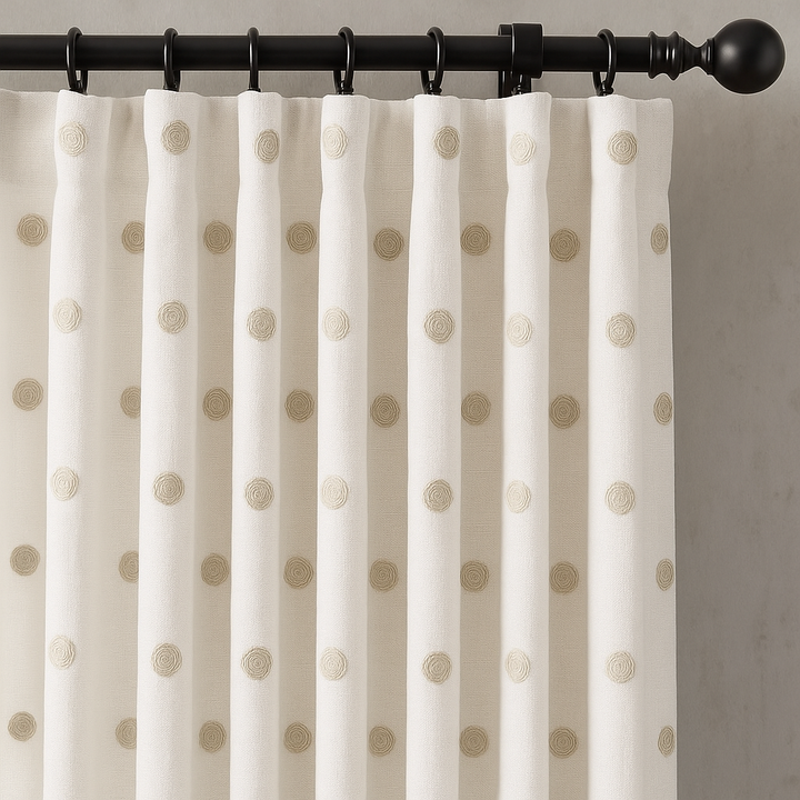 Pure Linen Spiral Polka Dot Curtains – Made to Measure, Blackout or Cotton Lined