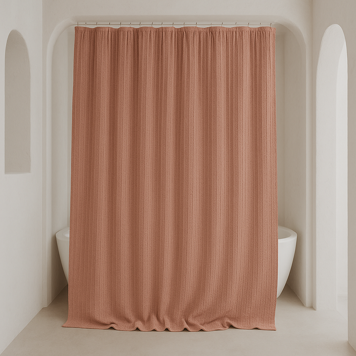 Blush Pink Cotton Waffle-Weave Shower Curtain – Extra-Wide, Extra-Long & Custom Sizes