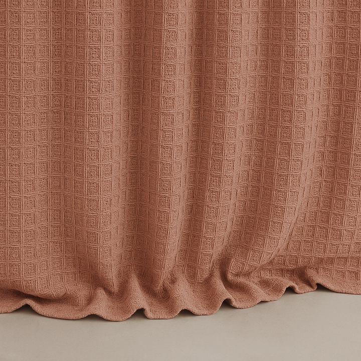 Blush Pink Cotton Waffle-Weave Shower Curtain – Extra-Wide, Extra-Long & Custom Sizes