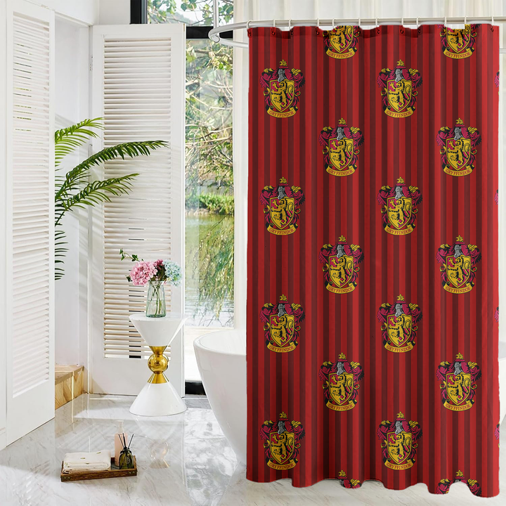 Harry Potter Shower Curtains | Gryffindor, Slytherin, Hufflepuff, Ravenclaw | Linen Fabric Gryffindor (Red)
