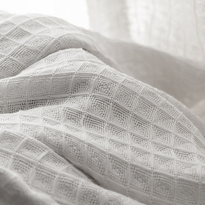 Light Grey Waffle Weave Curtains | Privacy Semi-Sheer | 4 Heading Styles | Standard & Custom Sizes