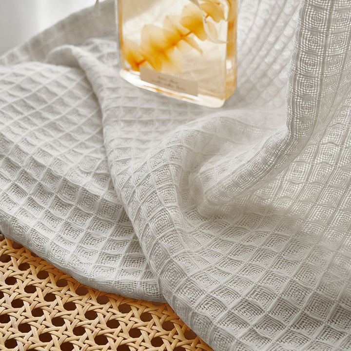 Light Grey Waffle Weave Curtains | Privacy Semi-Sheer | 4 Heading Styles | Standard & Custom Sizes