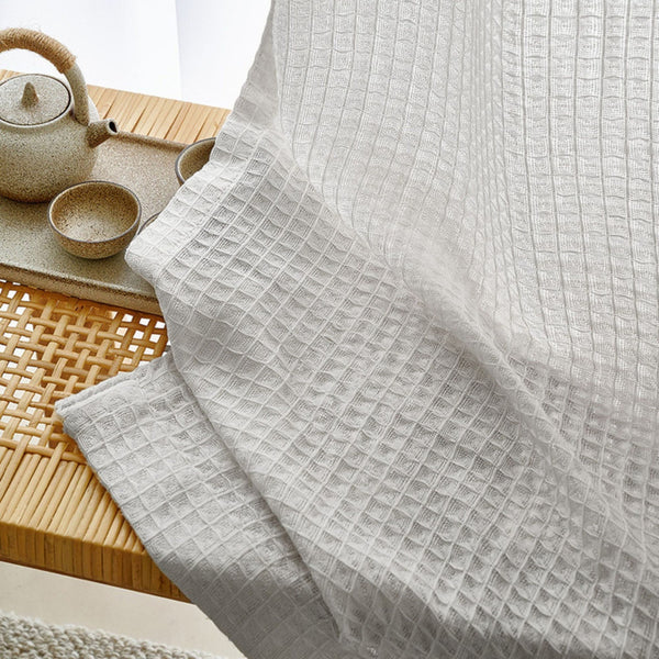 Light Grey Waffle Weave Curtains | Privacy Semi-Sheer | 4 Heading Styles | Standard & Custom Sizes