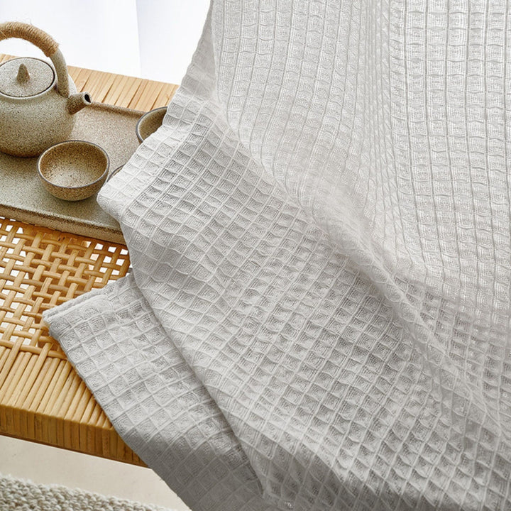 Light Grey Waffle Weave Curtains | Privacy Semi-Sheer | 4 Heading Styles | Standard & Custom Sizes