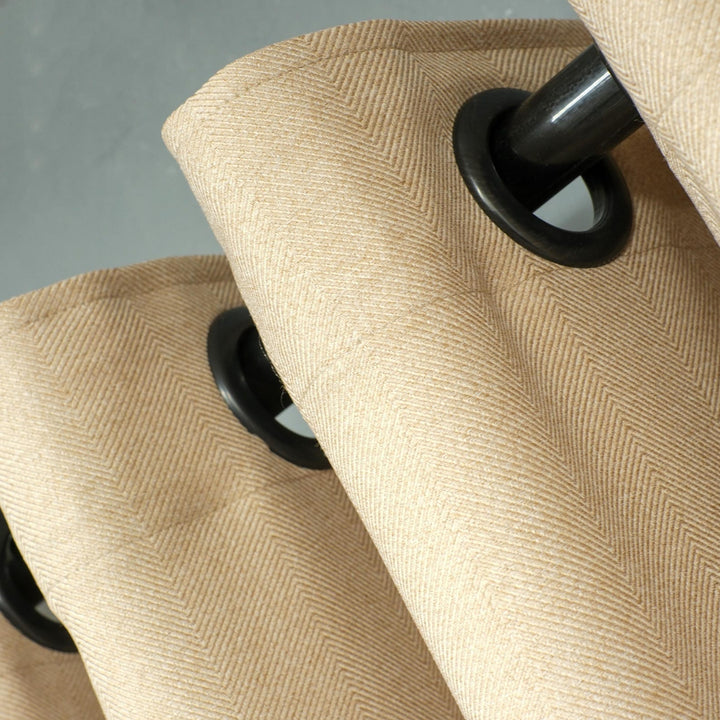 Premium Linen Herringbone Eyelet Curtains UK - Natural Light Filtering - Various Colours