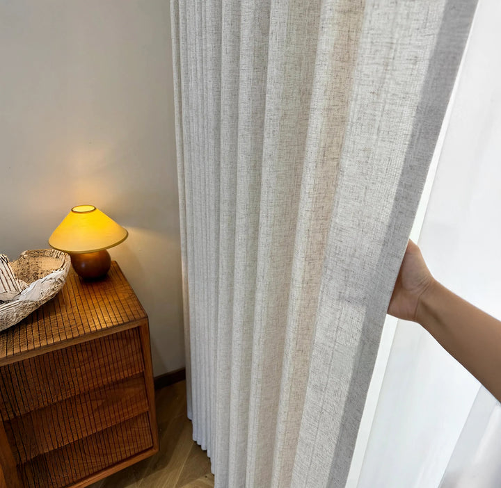Pure Linen Sheer Curtains Vertical Striped GOTS Certified - Customisable & Made to Measure, Light Filtering Option, Choice of Linings & Various Heading Styles for Natural Light