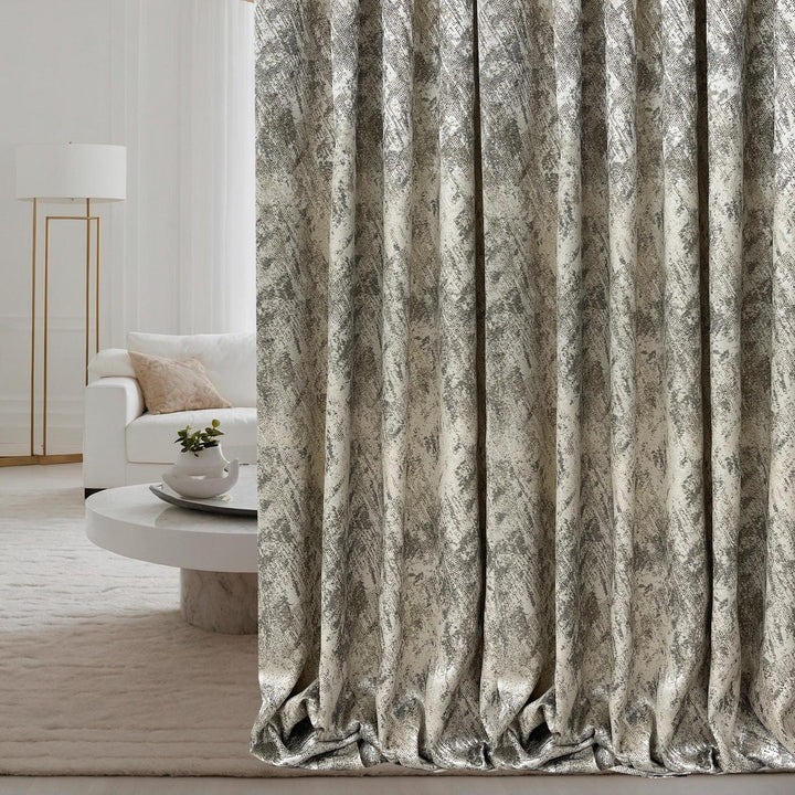 Textured Luxury Abstract Jacquard Cotton Curtains - Light Filtering or Blackout Window Drapes