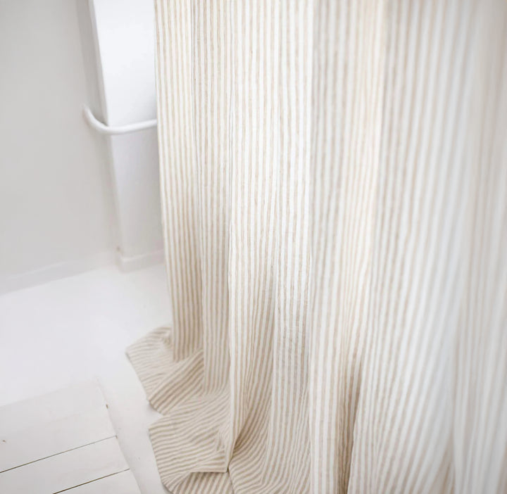 Light Filtering Striped Linen Curtains - Natural Semi-Sheer for Living Rooms & Bedrooms