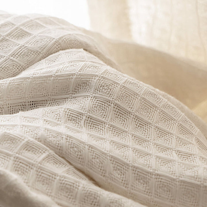 Sand Beige Waffle Weave Curtains | Privacy Semi-Sheer | 4 Heading Styles | Standard & Custom Size
