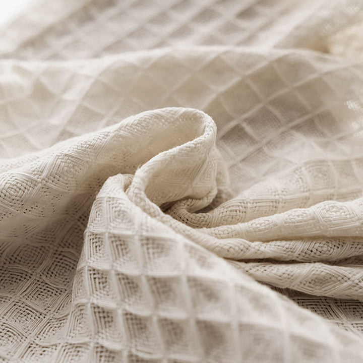 Sand Beige Waffle Weave Curtains | Privacy Semi-Sheer | 4 Heading Styles | Standard & Custom Size