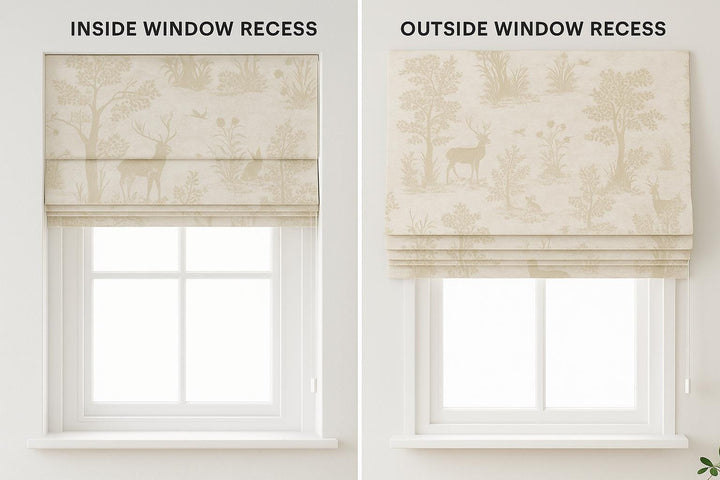 Watercolour Forest Printed Linen Roman Blind - Made-to-Measure – OEKO-TEX® 100 | Light-Filtering or 100 % Blackout Lining | Worldwide Delivery