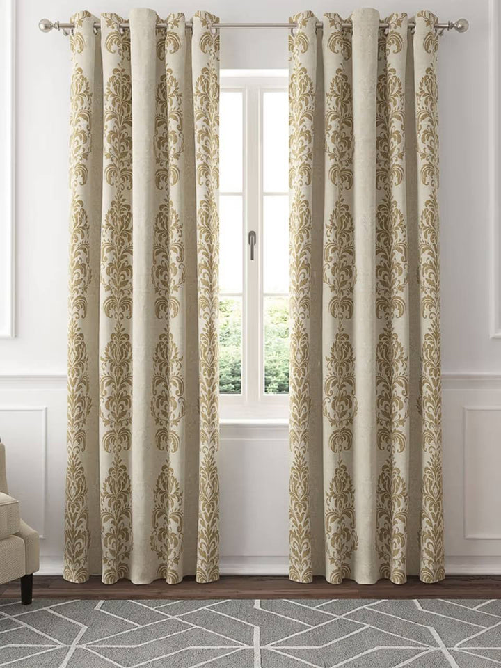 Linen Damask Curtains | Blackout Lining | Eyelet & More | Single or Pair
