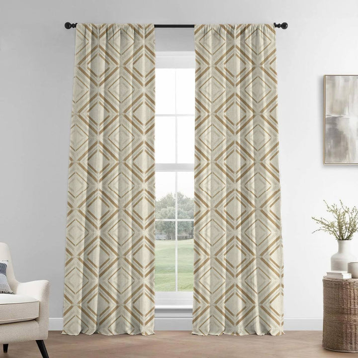 Geometric Curtains | Beige & Grey | Organic Cotton Linen | Blackout/Light Filtering | Made to Measure