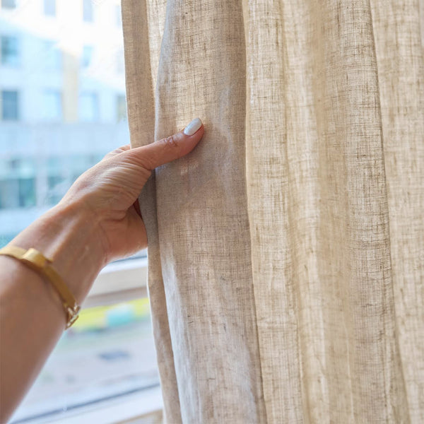 Light Filtering Natural Linen Curtains | Semi Sheer Privacy | Single Panel or Pair | Undyed Organic Linen | GOTS Certified Flax Linen | Rustic Home
