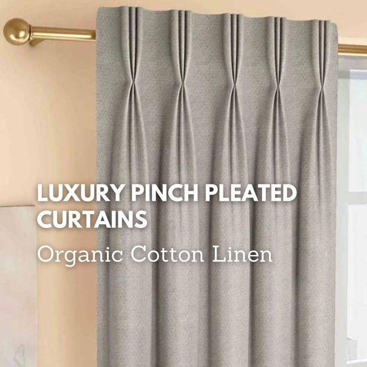 Triple Pinch Pleat Curtains | 50% Cotton 50% Linen | GOTS Certified | 18 Colours | Blackout/Light Filtering | Standard & Custom Sizes
