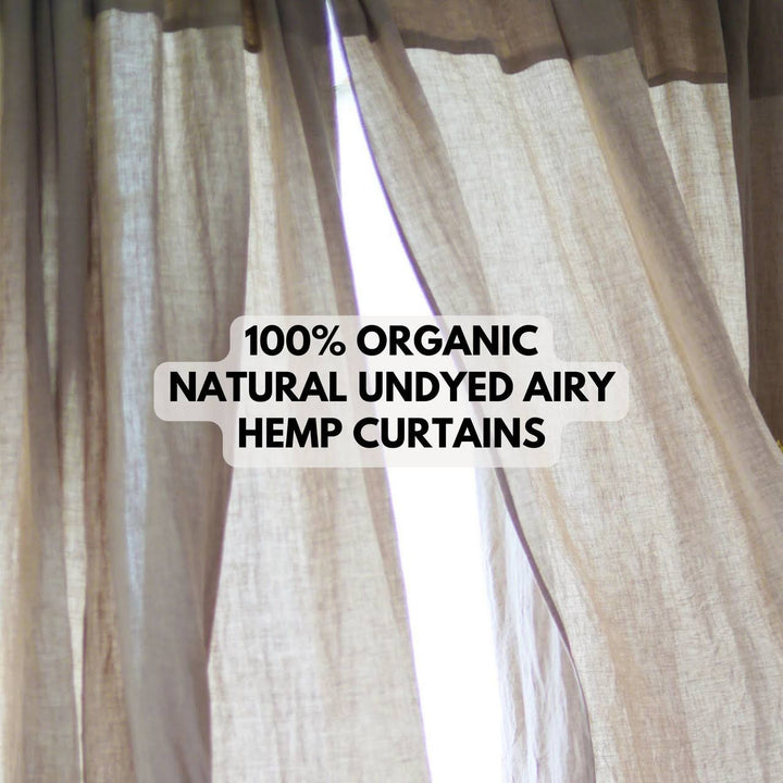 Organic Hemp Curtains - Semi Sheer Natural Undyed | Many Sizes + Custom Made | 100% Pure Hemp