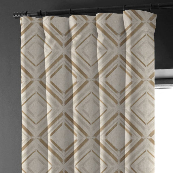 Geometric Curtains | Beige & Grey | Organic Cotton Linen | Blackout/Light Filtering | Made to Measure